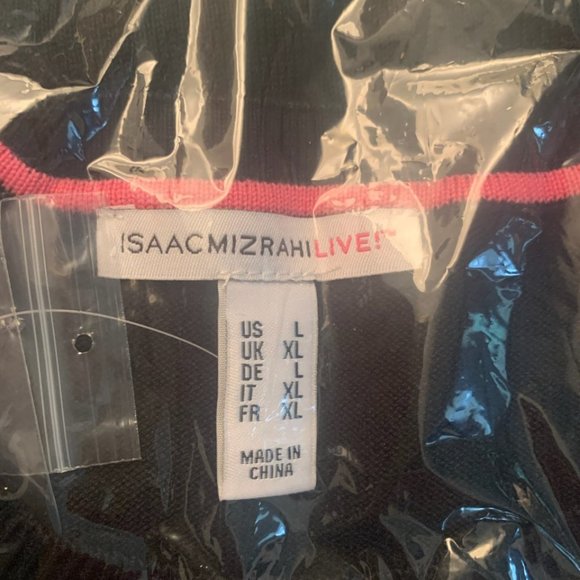 NWT ISAAC MIZRAHI BLACK RUFFLE CREW NECKLINE BELL SLEEVE TUNIC SWEATER LARGE - Picture 11 of 12